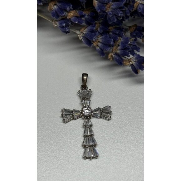 925 STERLING SILVER CZ CROSS - Picture 5 of 6